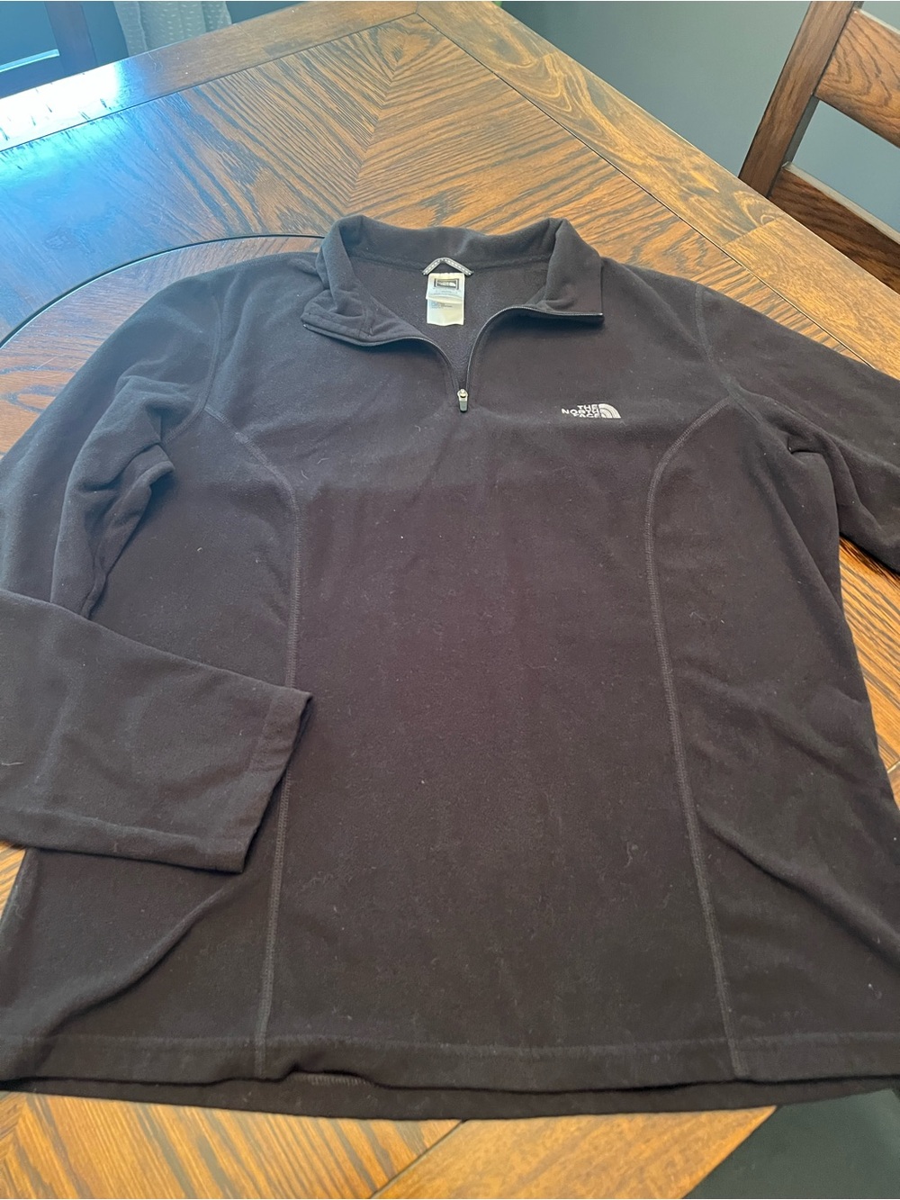 The North Face TKA 100 Women's Fleece Sweatshirt Black XL 1/4 Zip Logo # 696